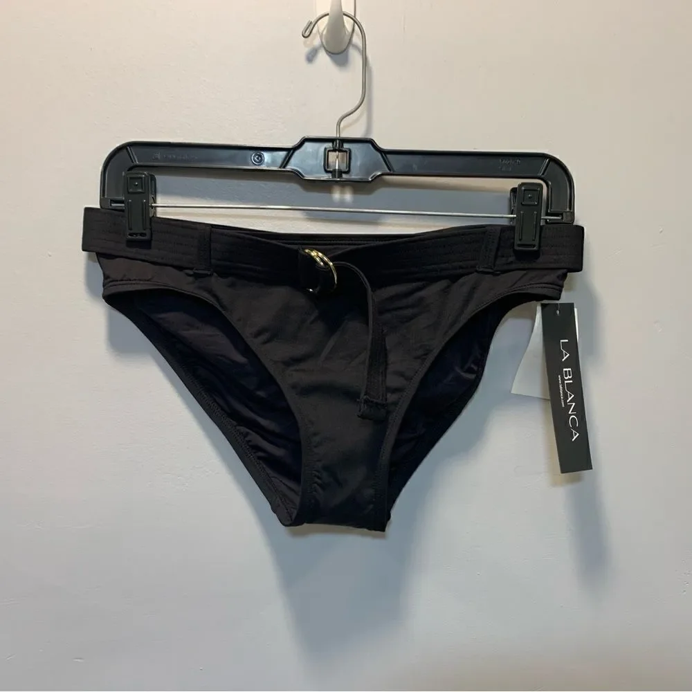 NWT LA BLANCA WOMANS black belted Bikini bottom size 4